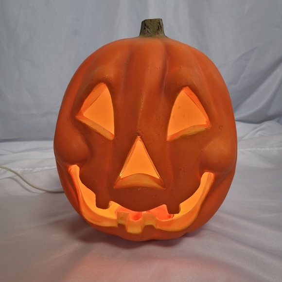 VTG  Seasons by Zauder's Foam Blow Mold Lightup Pumpkin Jack-O-Lantern 13" - Picture 1 of 8